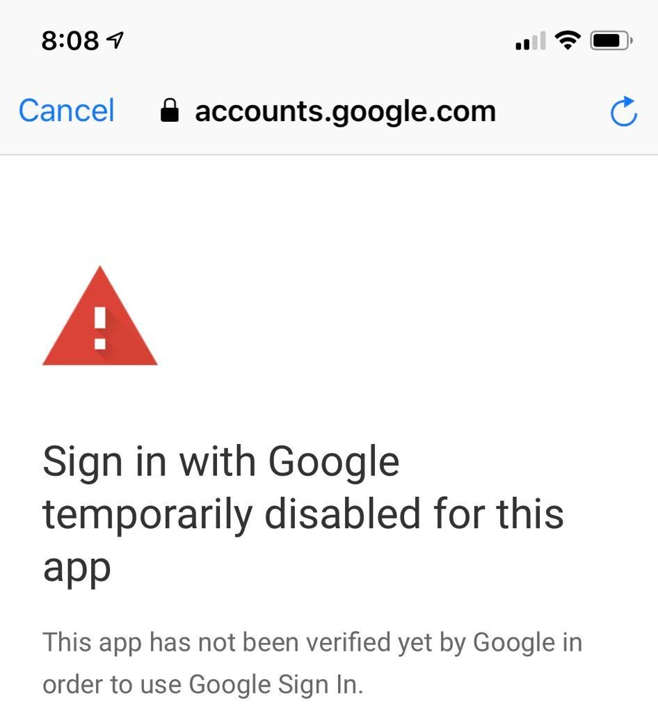 android fail acknowledge google drive sign in