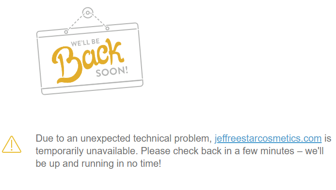 Jeffree star cosmetics website crashed