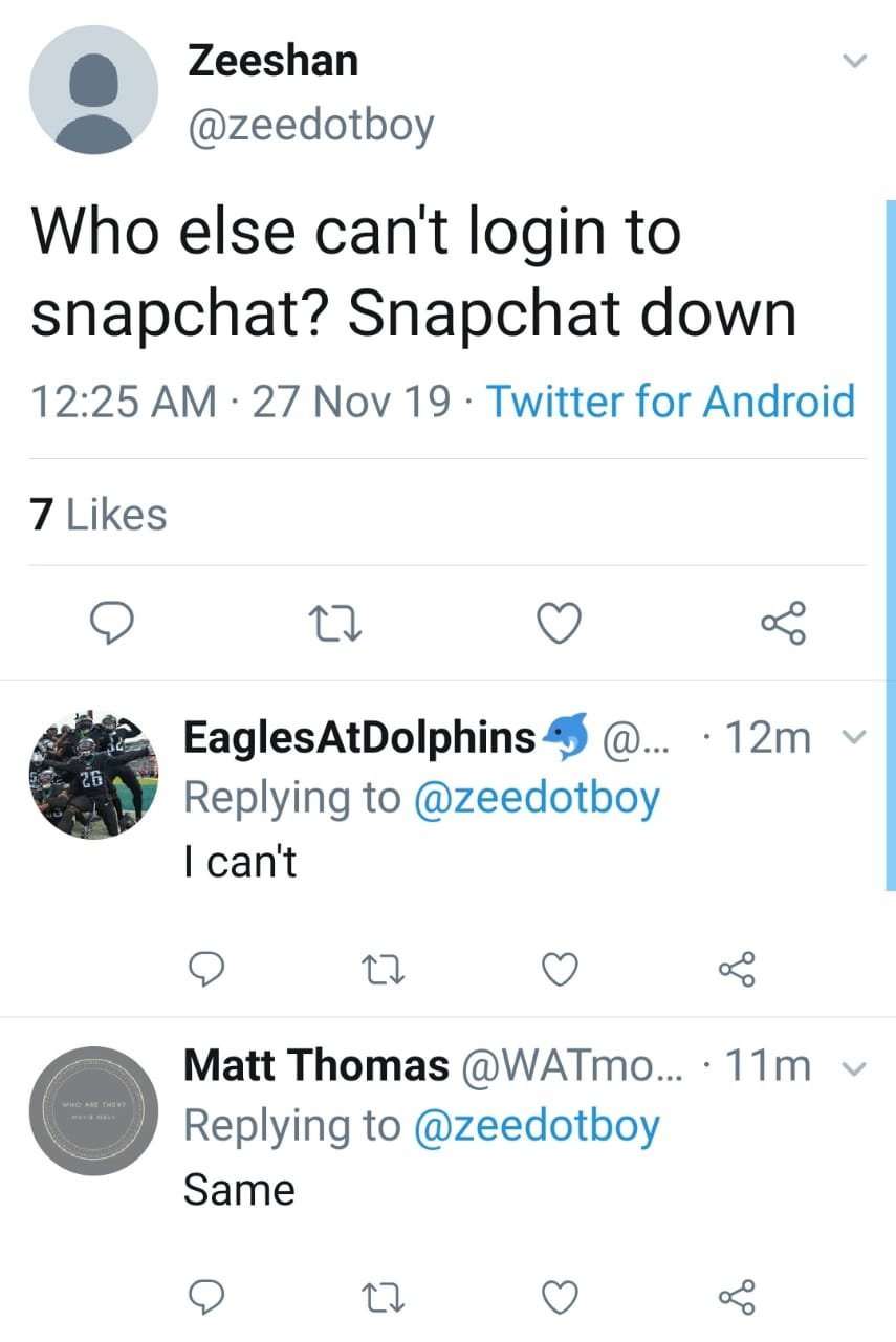 Snapchat login not working for many users : Snapchat Down - DigiStatement