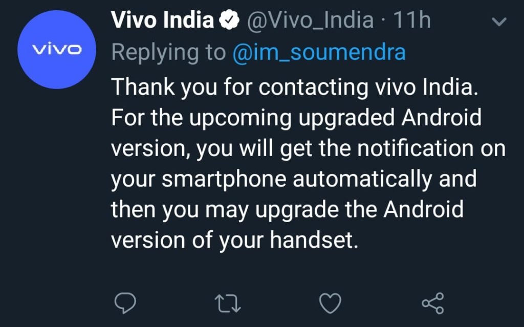 Vivo V17 Pro Android 10 Update Date