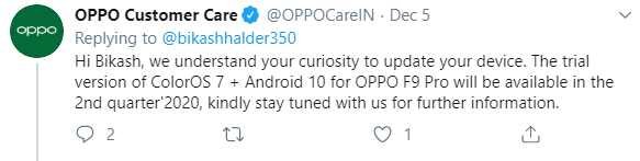 Oppo F9 Pro Android 10 Update [ColorOS 7]
