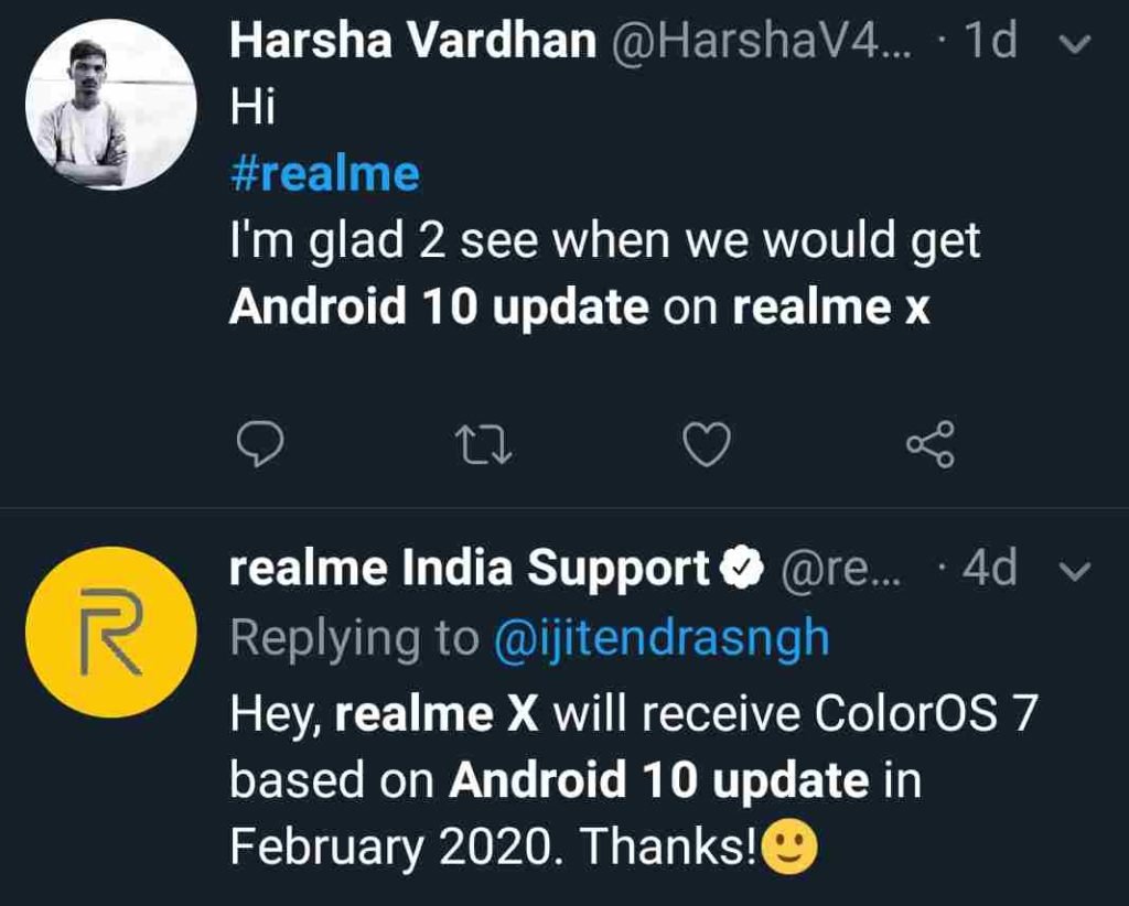 Realme X Android 10 Update
