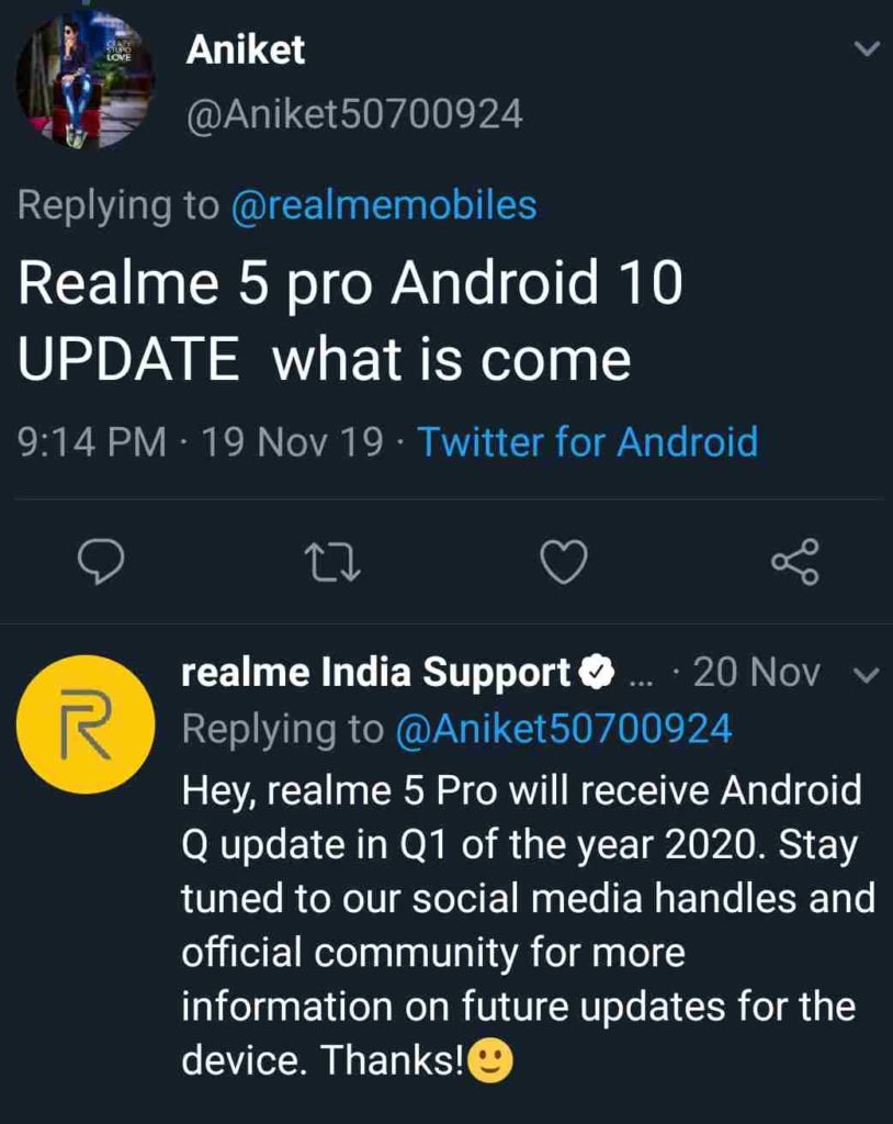 Realme 5 Pro Android 10 [ColorOS 7] update date