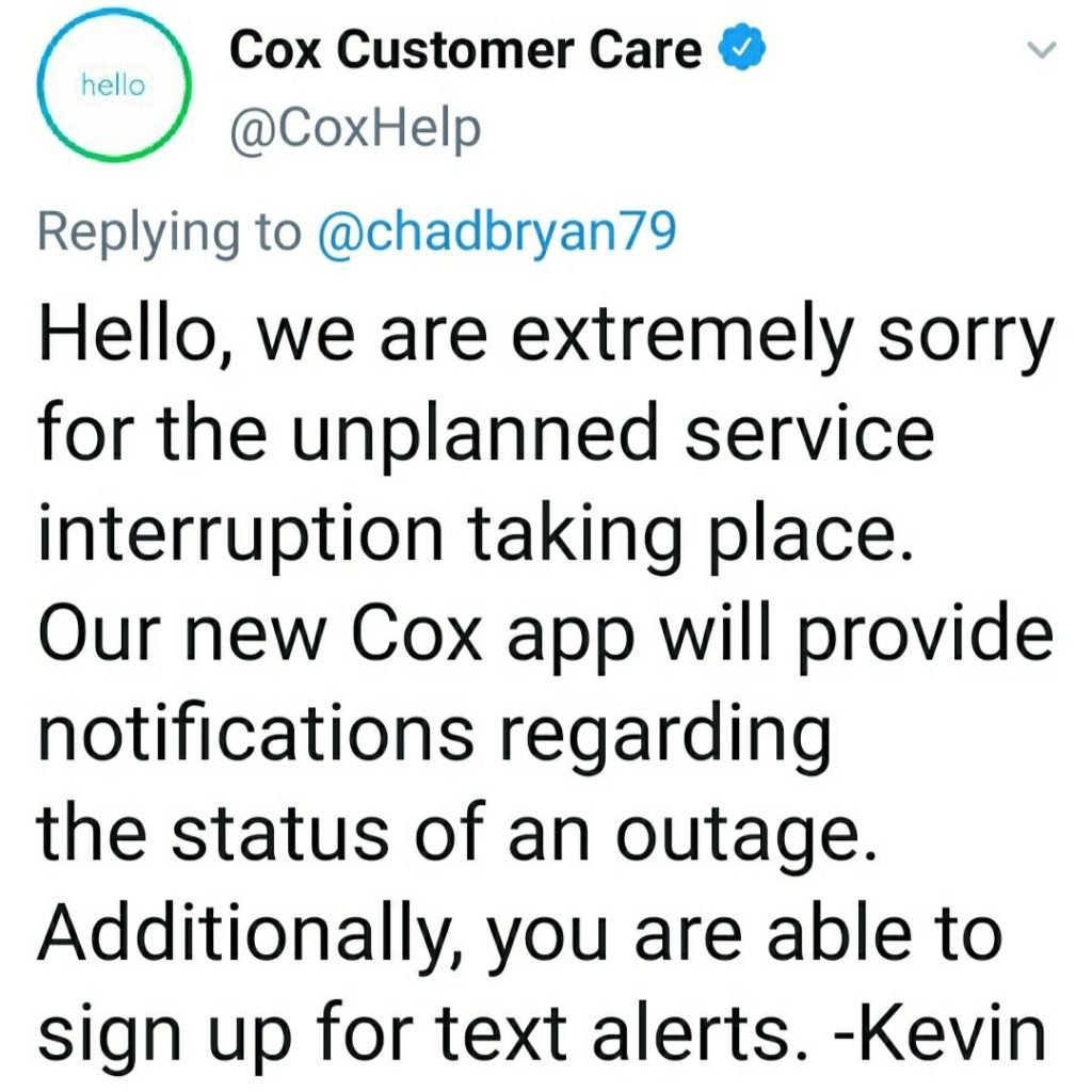 Cox down & not working in many locations DigiStatement