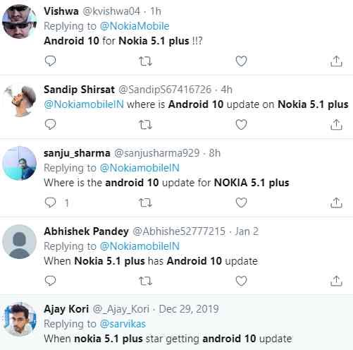 Nokia 5.1 Plus Android 10 update date