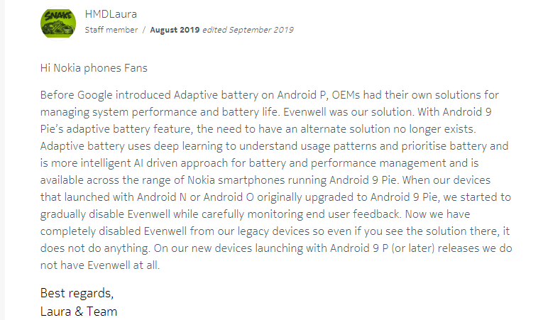  Nokia Phones evenwell apps not removed in Android 10 update