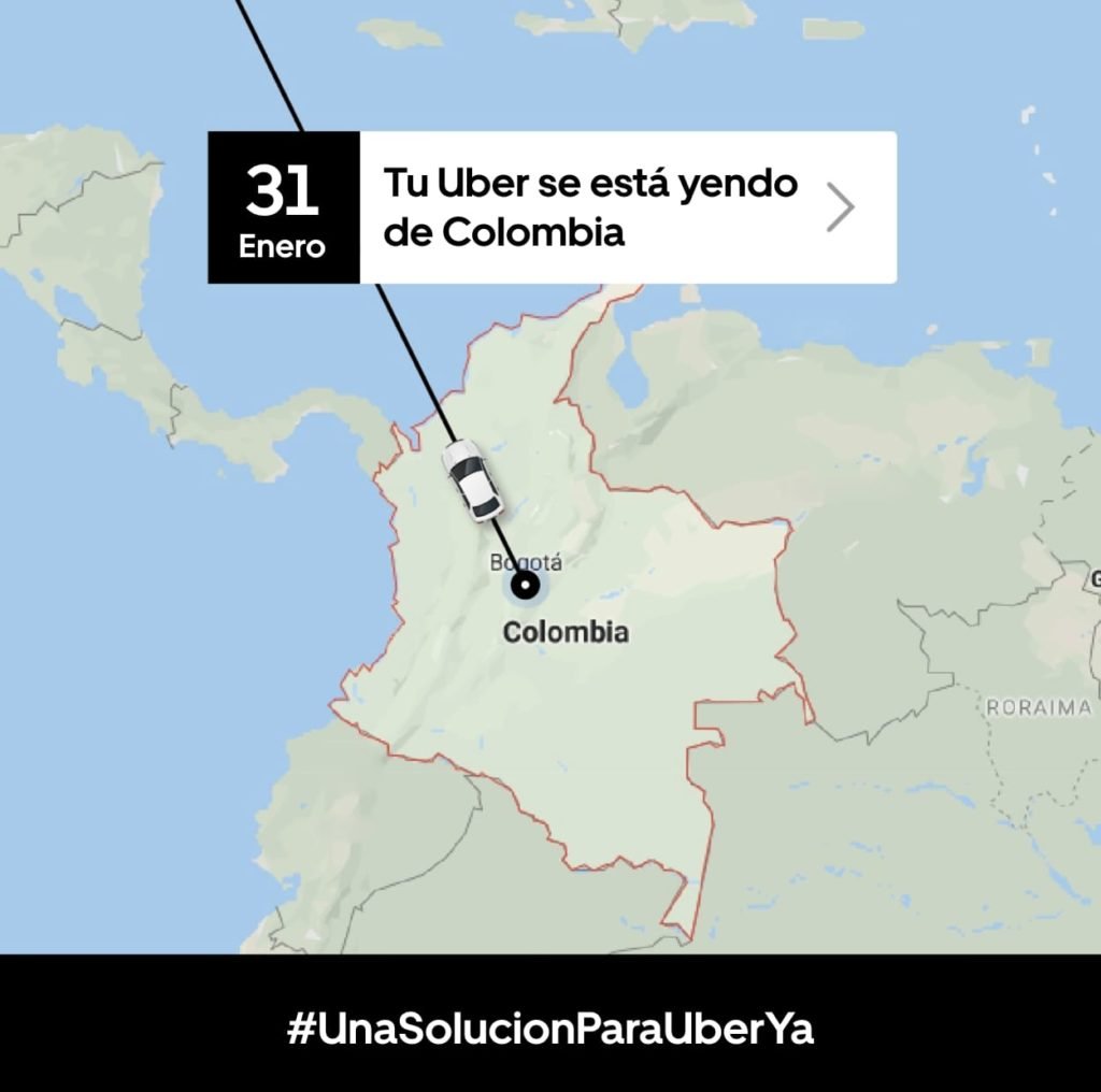 Uber stops working in Colombia : Uber Colombia shutting down