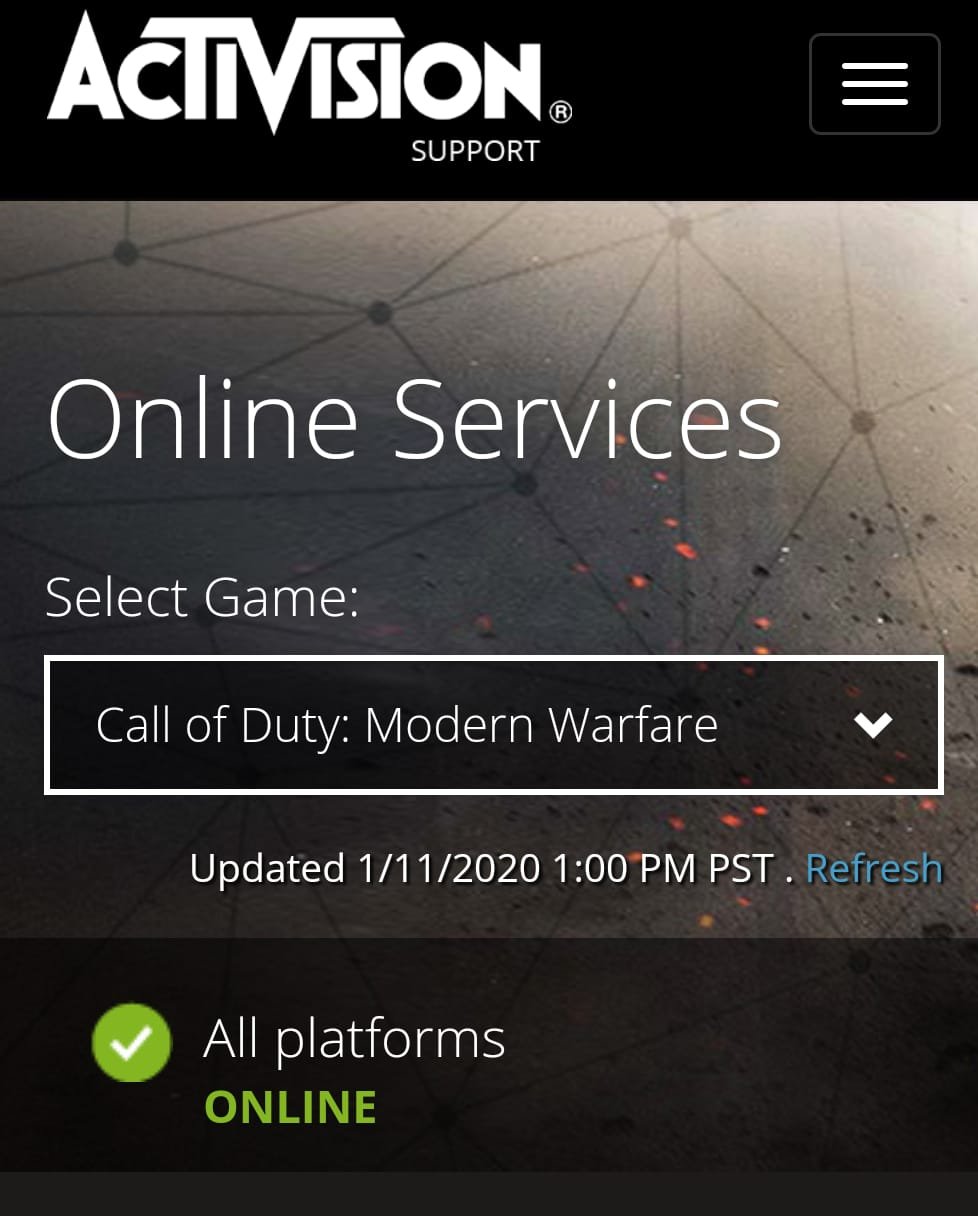 call of duty modern warfare servers down