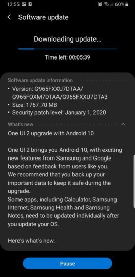 Samsug S9 Android 10 update (stable) [One UI 2.0] started to roll out.