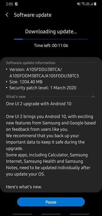 [Rolling out Now] Samsung Galaxy A10 Android 10 Update