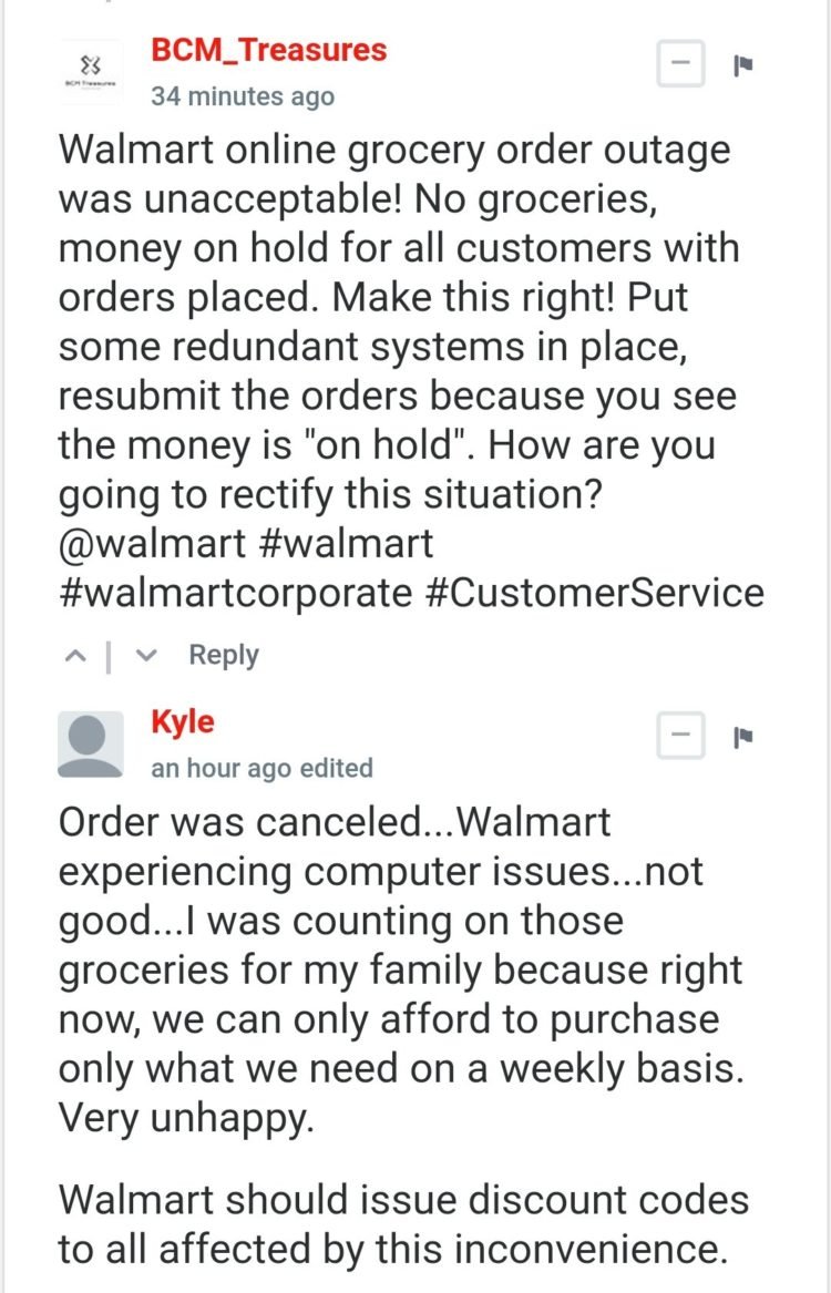 Walmart Down & Online Grocery Store not working Orders can't getting