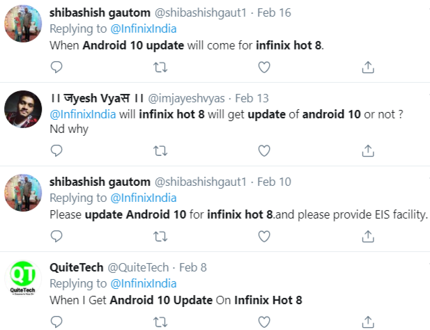 Infinix Hot 8 receive Android 10 update