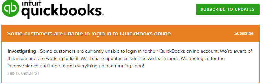  Quickbooks Online down : users can’t log in (QB down)