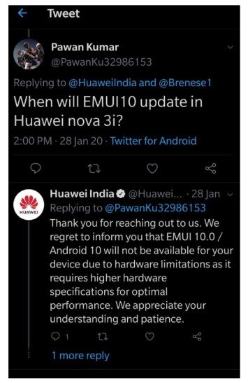 Huawei 3i Android update denied