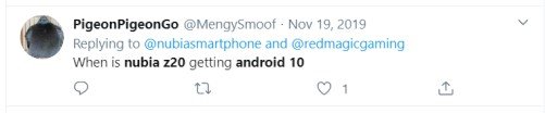 Nubia Z20 Android 10 update