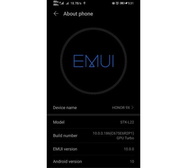 Honor 9X Android 10 update