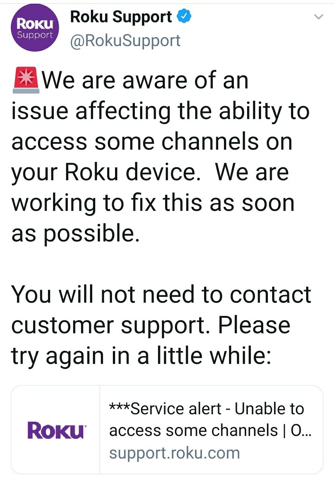 Roku TV down 