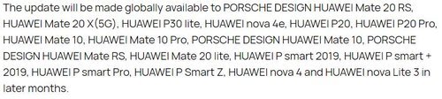 Huawei Nova Lite 3 Android 10 update