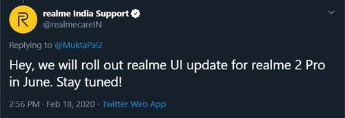 Realme 2 Pro will get Android 10 update (Realme UI)