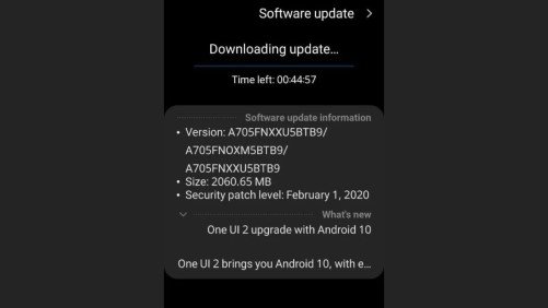 Samsung Galaxy A70 Android 10 update