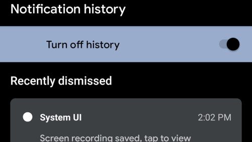 Android 11 Notifications history