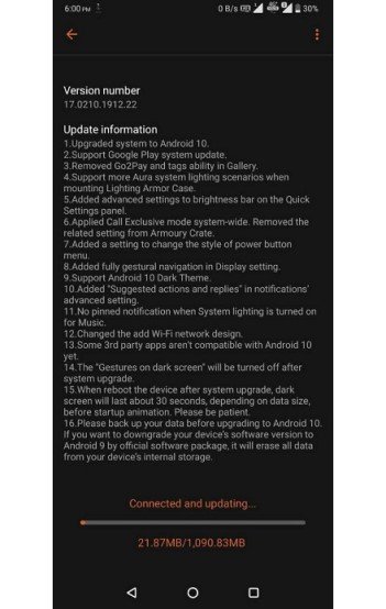 ASUS ROG Phone 2 Android 10 update
