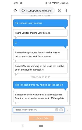 Mi A3 Android 10 update rolled back 