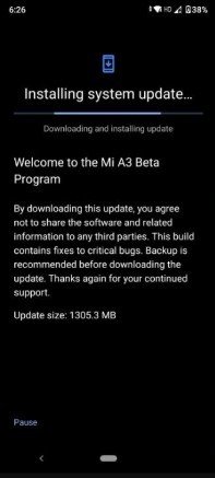 Mi A3 Android 10 Beta update