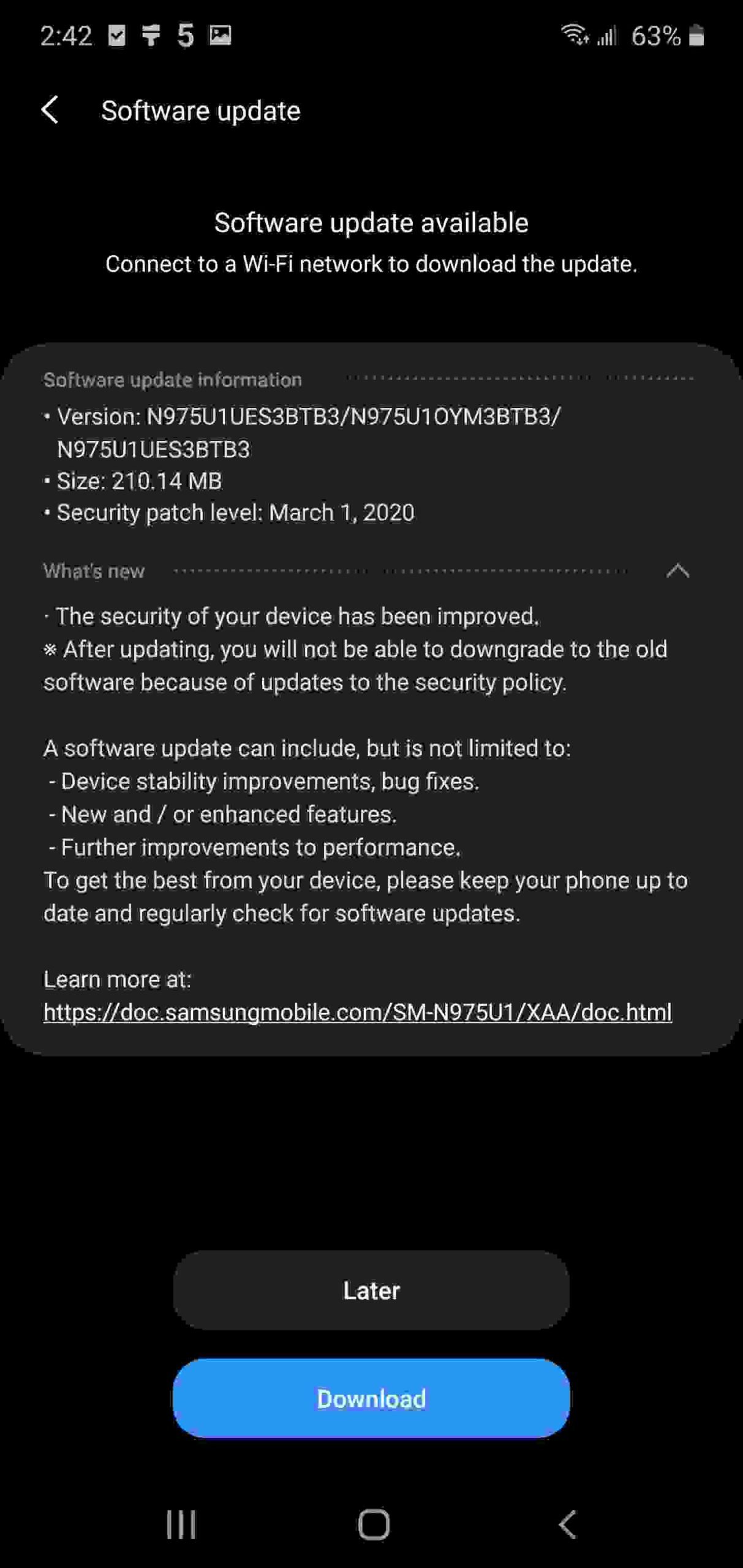 Samsung Galaxy Note 10, Note 10+ March Security Patch Update