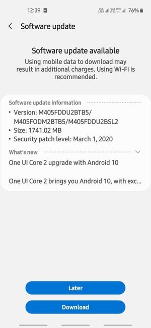 Samsung Galaxy M40 Update