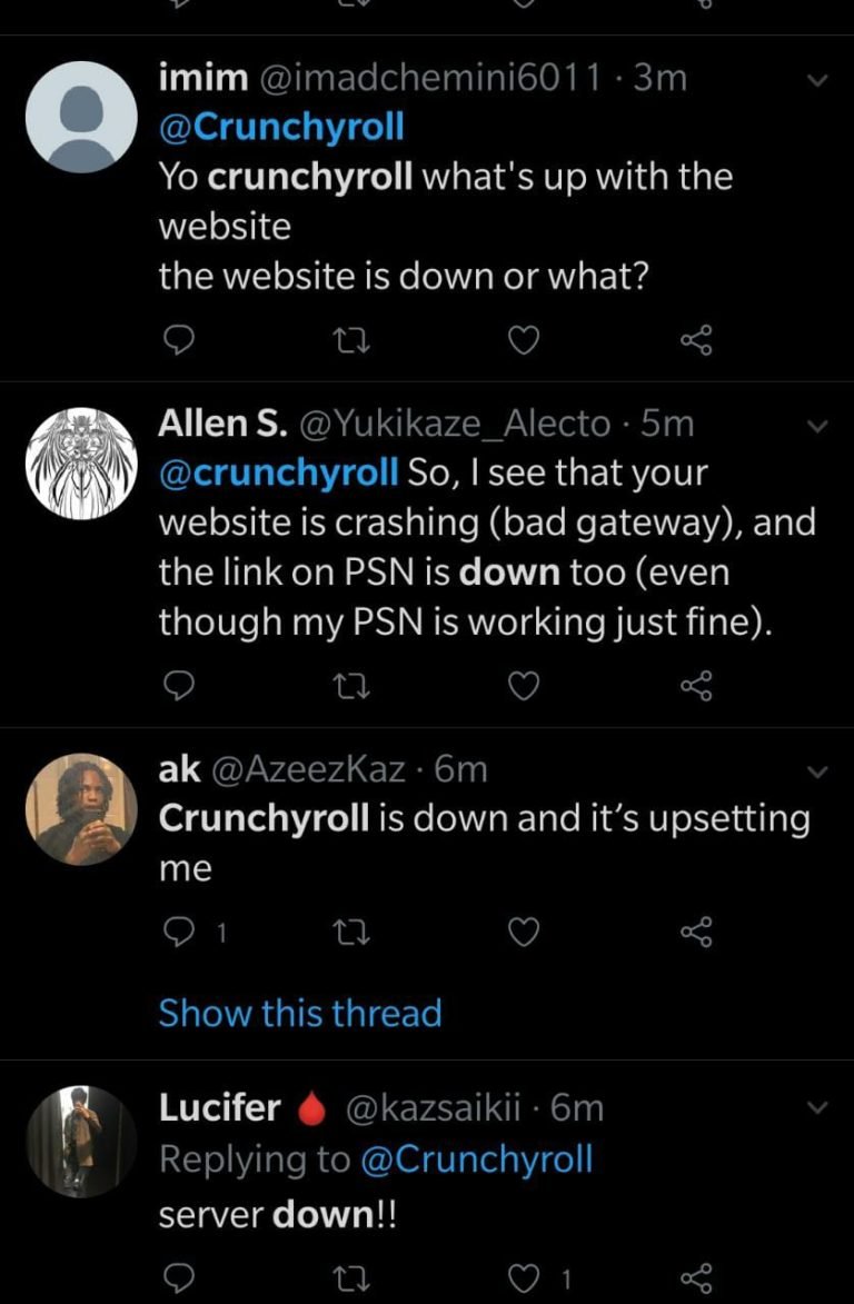 Crunchyroll down not working Crunchyroll website down 