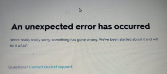 Quizlet website down (not working) for many users