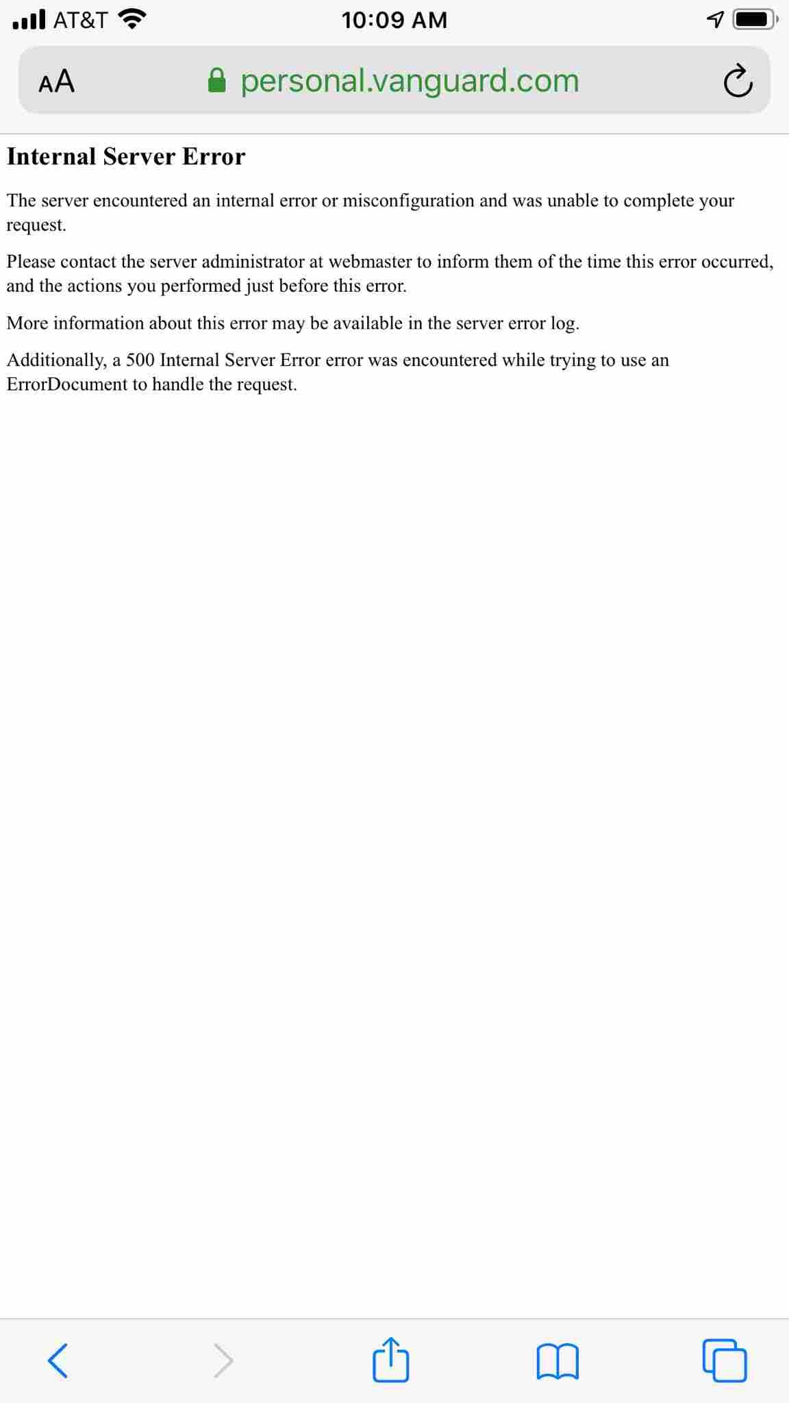 Vanguard Website down : Users getting internal server error 