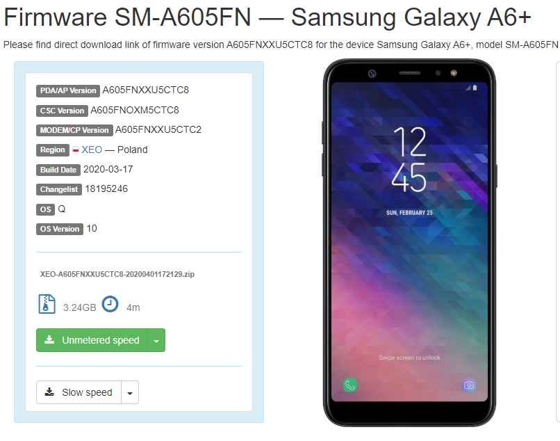 Samsung Galaxy A6+ Android 10 Update Rolling out Now 