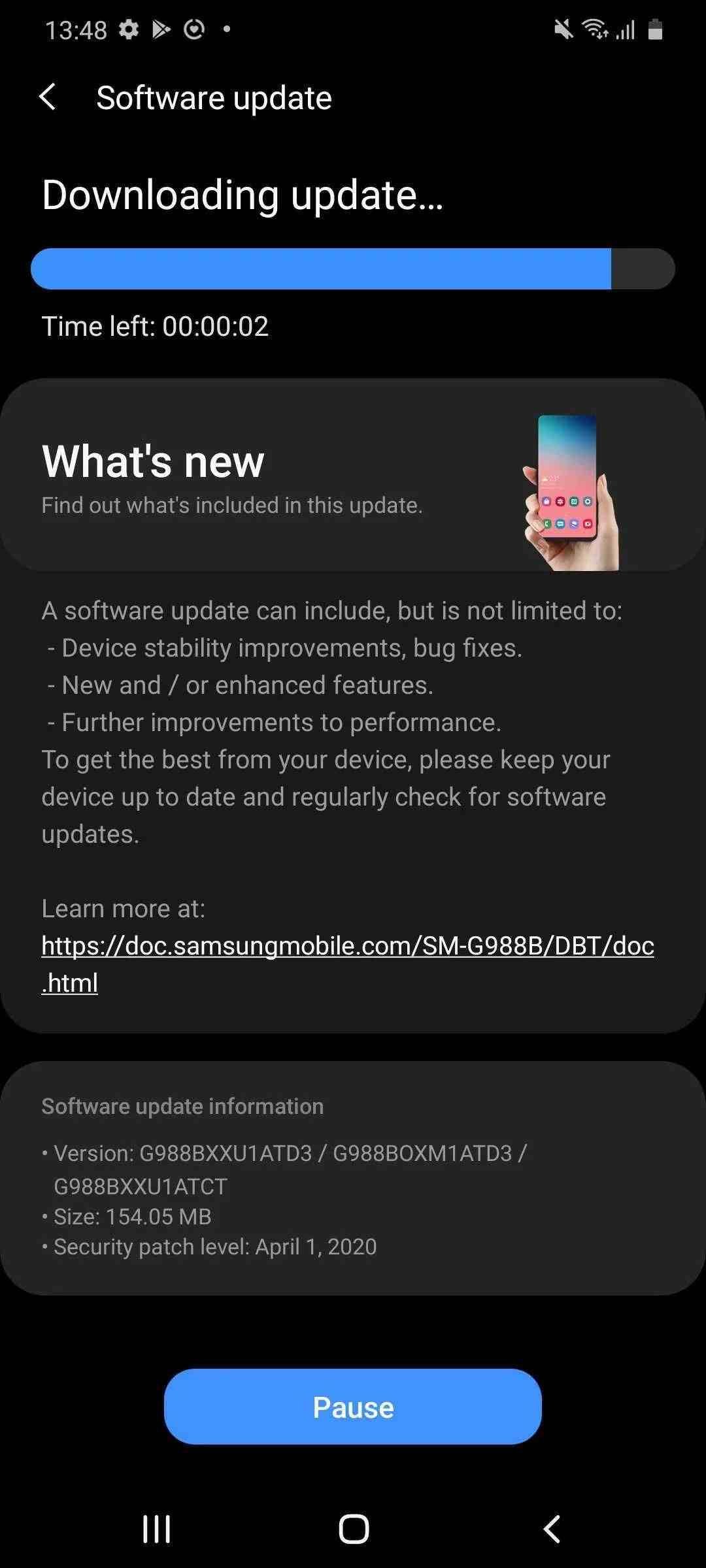 Samsung S20 Ultra April Update fixes Green tint issue