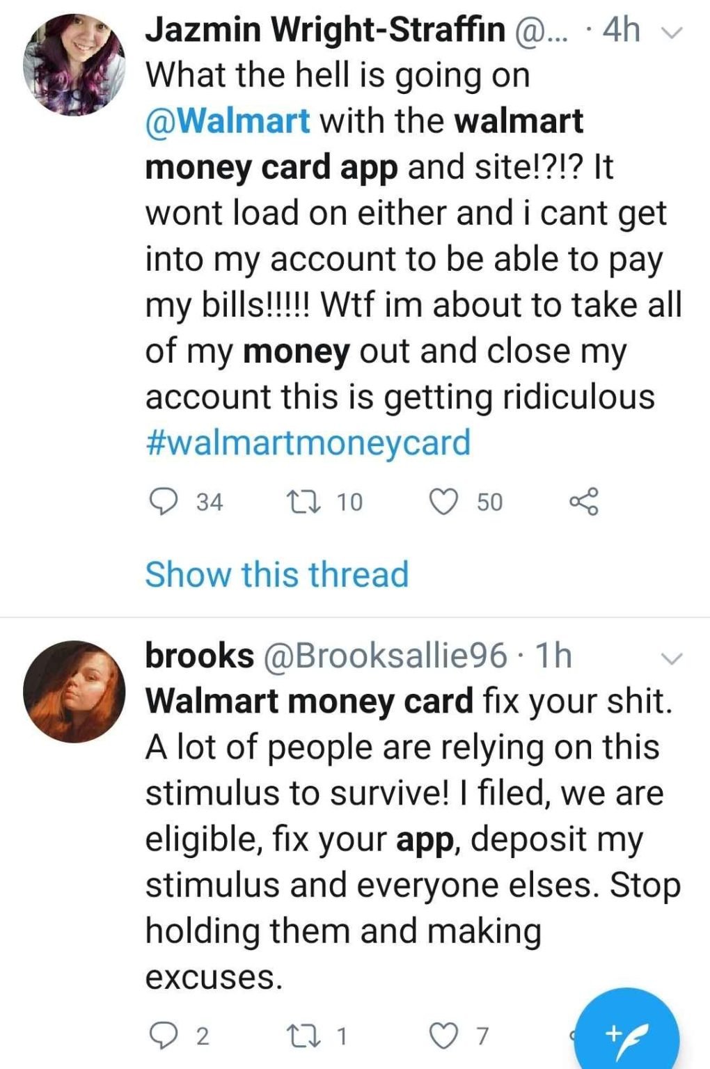 Walmart MoneyCard App & website down Users can't login & have not