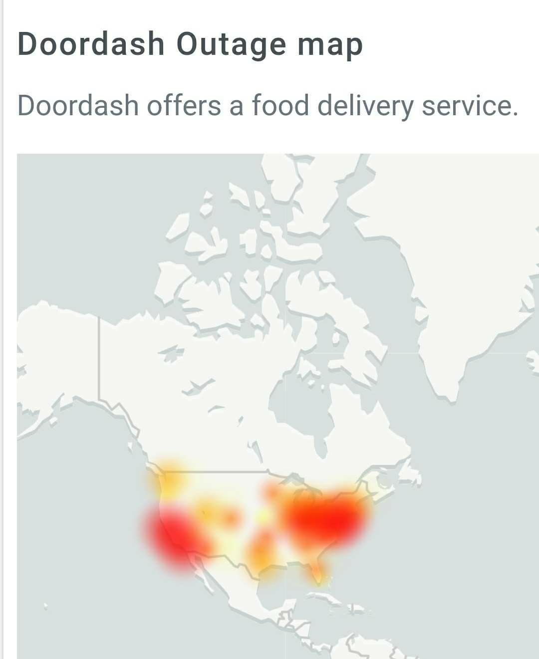 [official update] Doordash down - App not working, users can't book