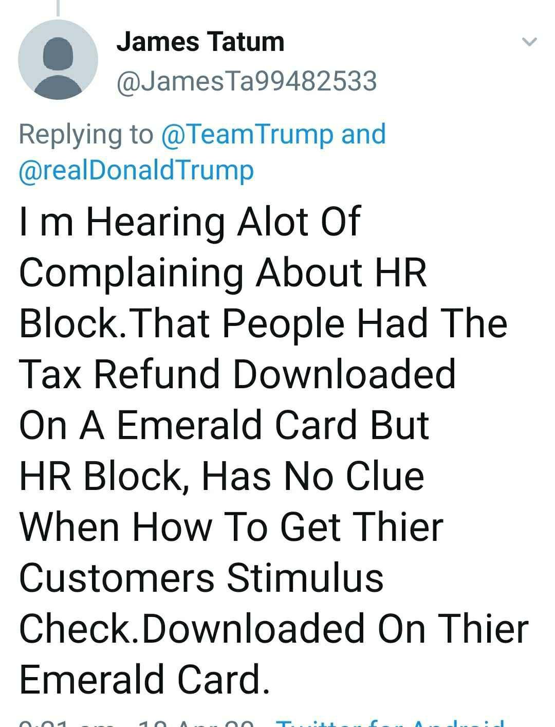 Updated H&R Block Emerald Card Stimulus payments /deposit /check not received coming via IRS ...