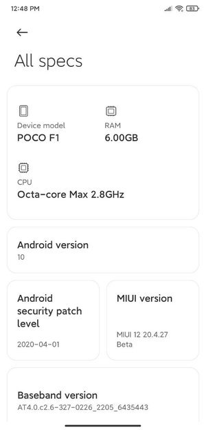 MIUI 12 Poco F1