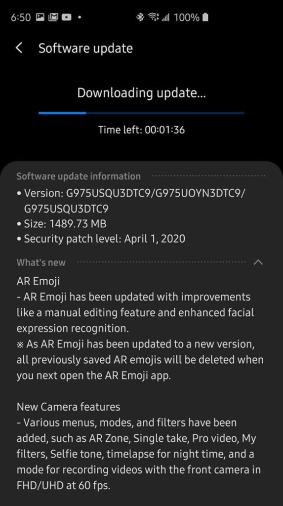 galaxy s10 one ui 2.1 update