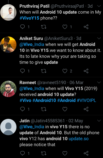 Vivo Y15 Android 10 Update