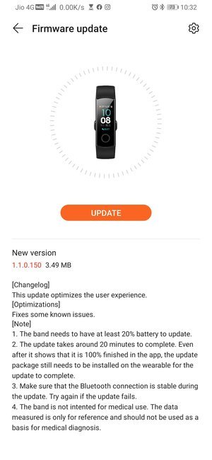 Honor Band 5 new update