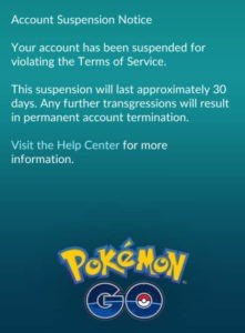 Pokémon Go Account Suspension