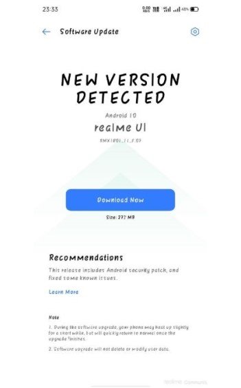 Realme 2 Pro Android 10 security patch update