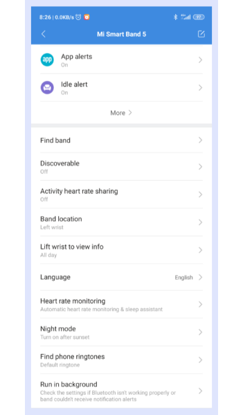 Mi Smart Band 5 Night Mode