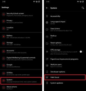 RAM Boost- OnePlus