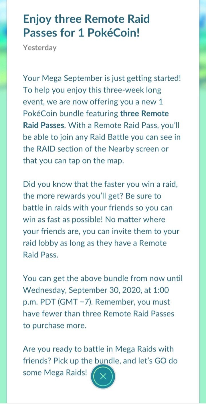 Mega September Pokémon Go