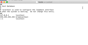 Mac OS; Hosts file TextEdit View
