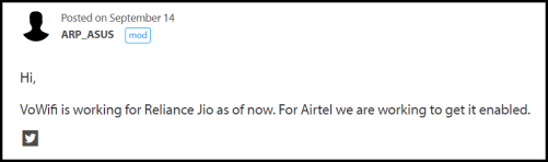 VoWiFi Airtel ASUS