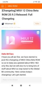 Mibatman announces Changelog for MIUI 12 China Beta ROM 20.9.3